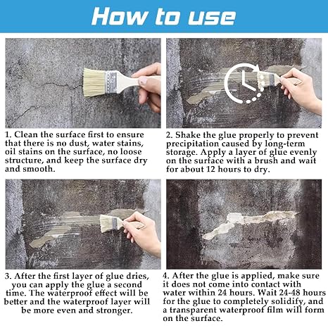 Transparent Waterproof Glue (300 grams) with Brush | Roof, Wall & Tile Leak Repair (Pack of 2)
