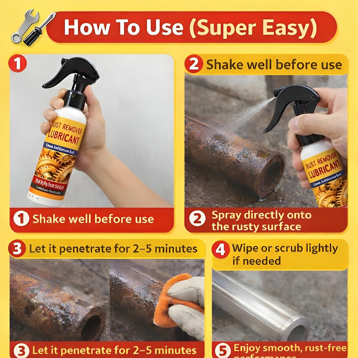 Multi-Purpose Rust Remover & Lubricant Spray (Pack of 3)
